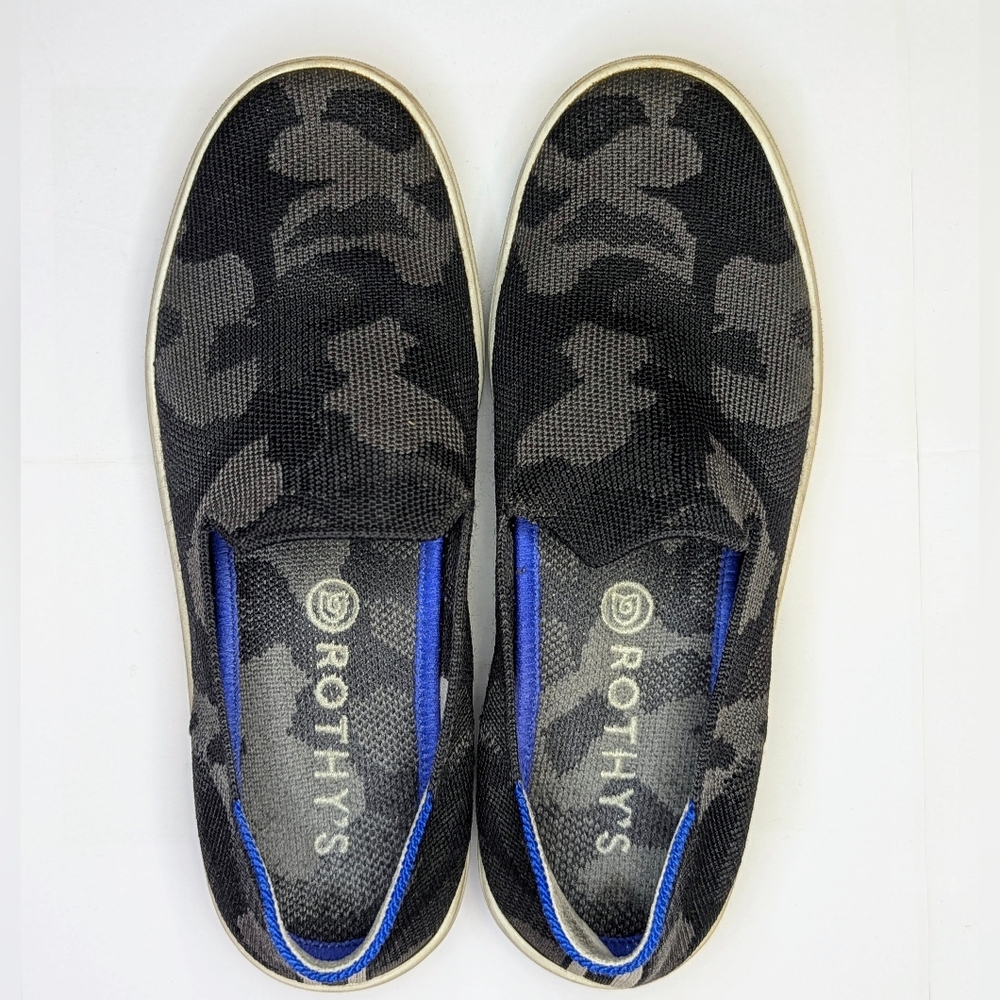 ROTHY'S The Sneaker Camo Slip On Women's Black Gray Casual Comfort Shoe Size 6.5